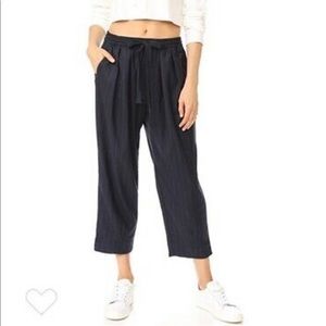 Free People Navy/White Pinstripe Pegged Leg Pants